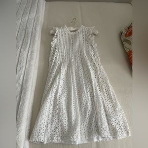 Eyelet Ruffle-Sleeve Mini Dress